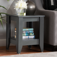 Baxton Studio ET8000-Grey-ET Audra Modern and Contemporary Grey Finished Wood Living Room End Table
